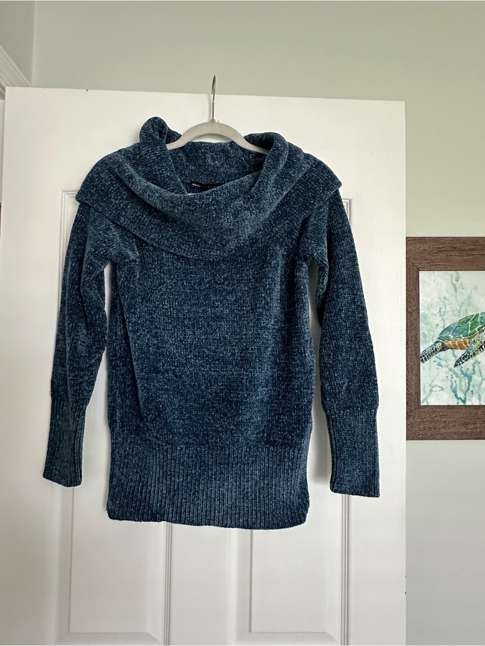 White House Black Market NWOT Chenille Cowl Neck Sweater - Royal Blue